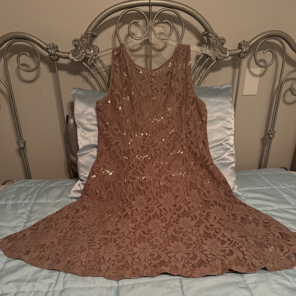 Copper colored below knee cocktail dress